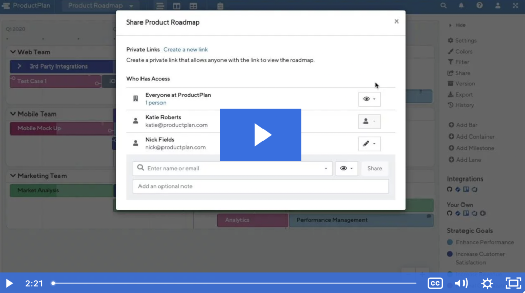 How to share your roadmaps in ProductPlan software